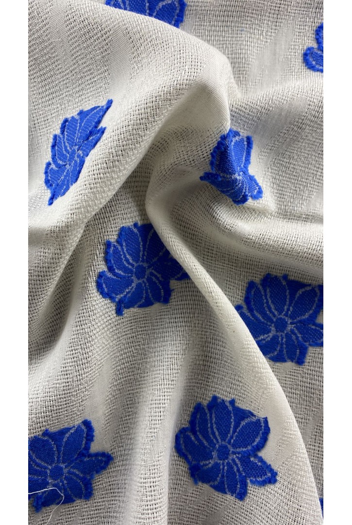 22463 KUMAŞ/YERLİ/LEZ/PAMUK/MAVİ GÜLLÜ/KREM/150 CM