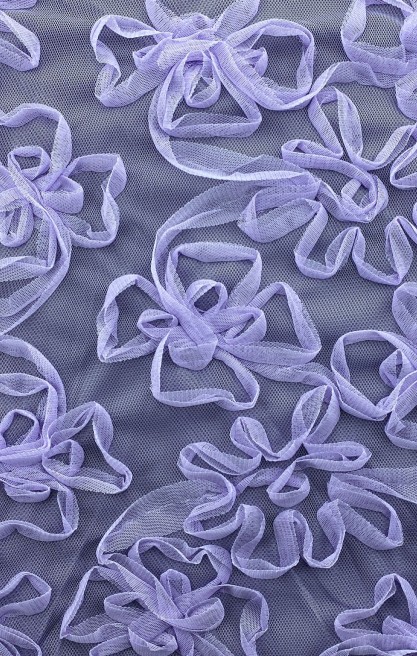 Lila Süzeneli Polyester Tül Kumaş - 130 cm Yerli Üretim