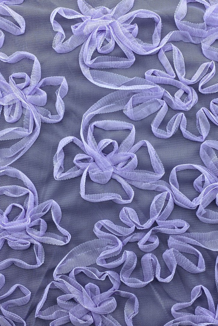 Lila Süzeneli Polyester Tül Kumaş - 130 cm Yerli Üretim