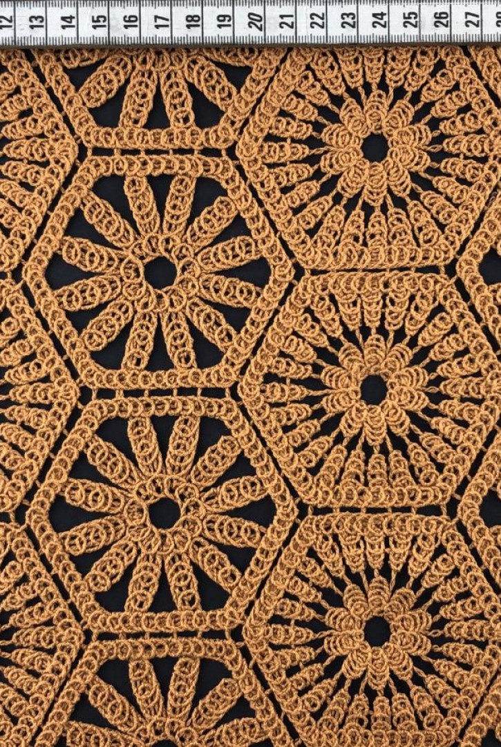 Taba Pamuk Brode Kumaş - Yerli Üretim, 135 cm (10393)