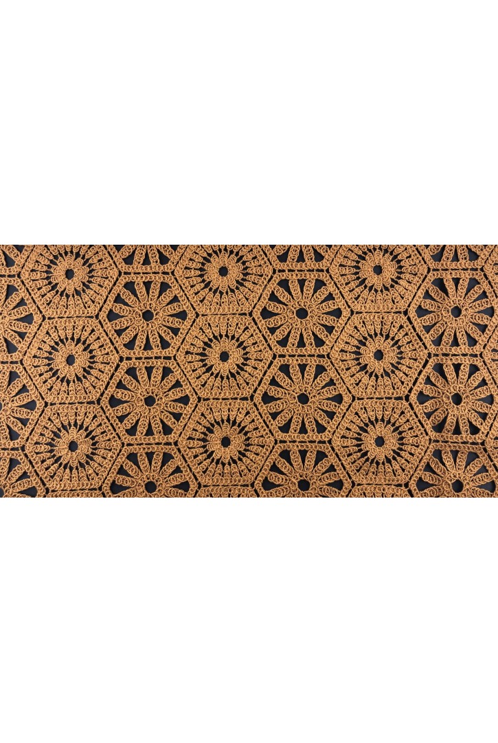 Taba Pamuk Brode Kumaş - Yerli Üretim, 135 cm (10393)