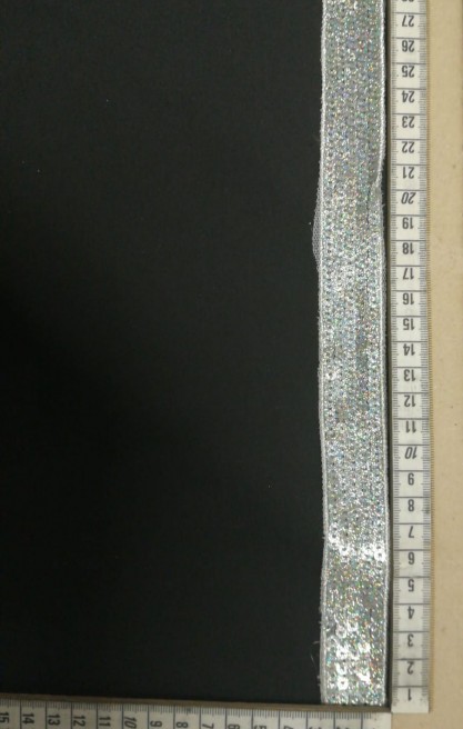 Gümüş Pullu Simli Beyaz Tül Bant, 2.5 cm