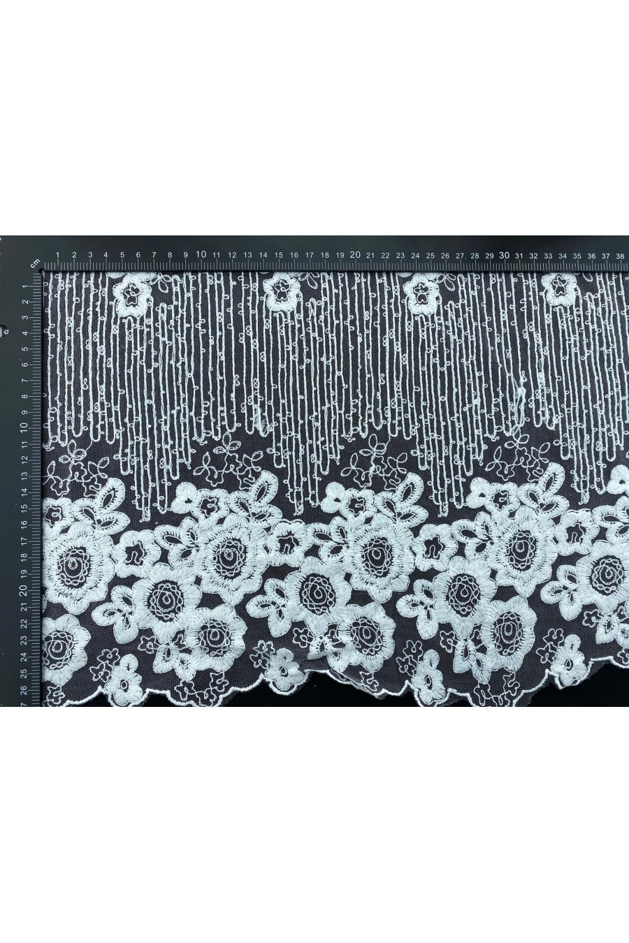 9636-METRE İthal Mat Polyester Tül Üzeri Ham Brode