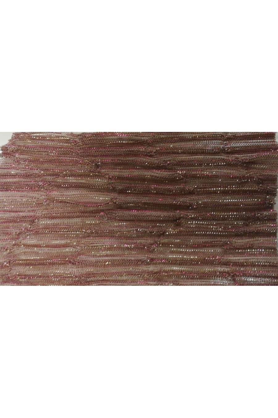 Bej-Gold Simli Pliseli Tül Kumaş, 140 cm