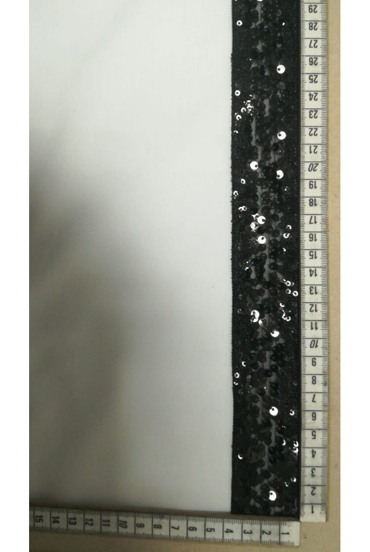 Siyah Mesh Üzeri Siyah Pullu Bant, 4 cm