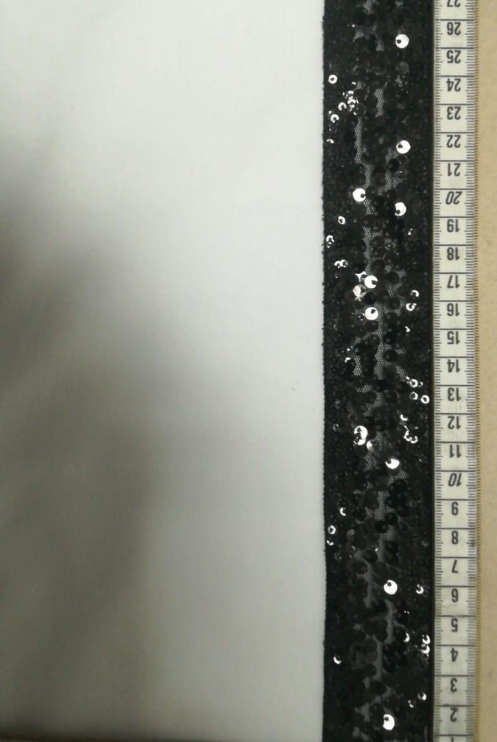 Siyah Mesh Üzeri Siyah Pullu Bant, 4 cm