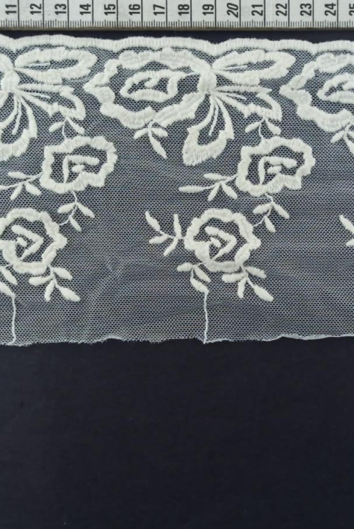 Fisto Tül Üzeri Ham Pamuk Brode Bant