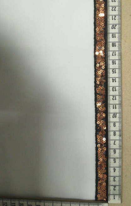 Şerit İthal Bant Siyah Tül Bakır Pullu 1 CM