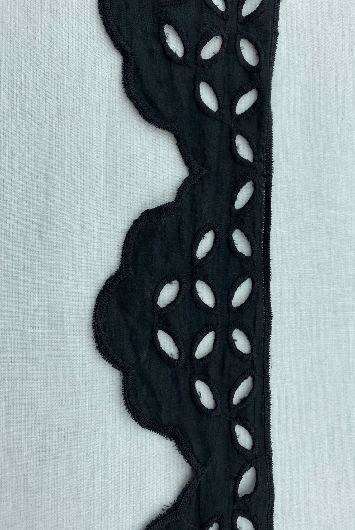 Siyah Pamuk Polyester Vual Brode Bant