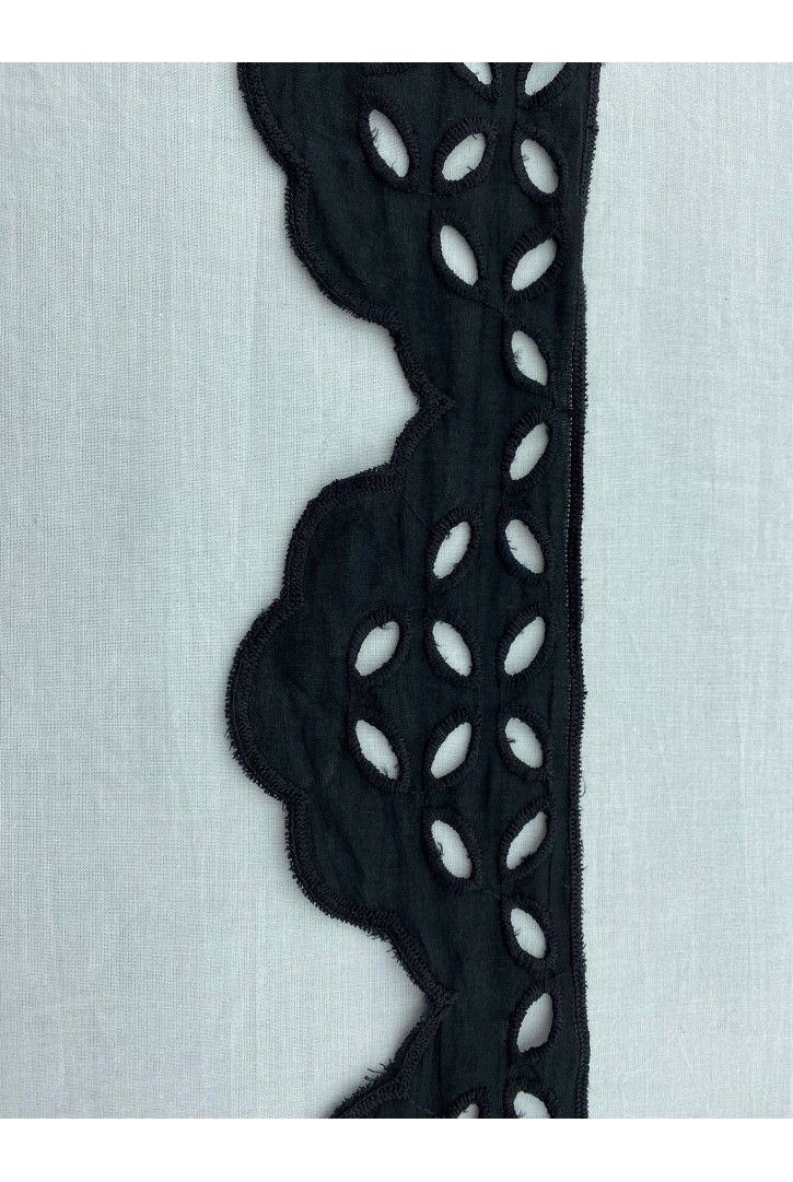 Siyah Pamuk Polyester Vual Brode Bant