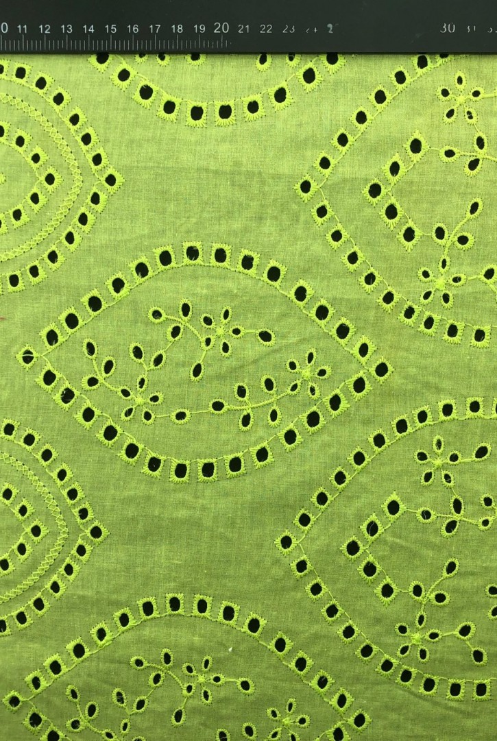 Siirt Yeşili Bohrerli Pamuk Polyester Vual İthal Brode