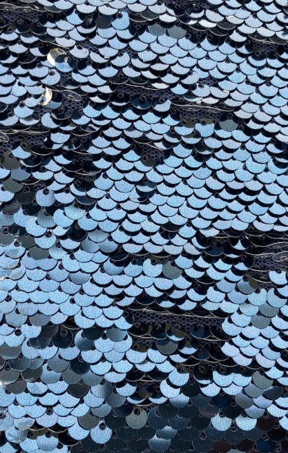 Lacivert-Gümüş Pullu Kumaş