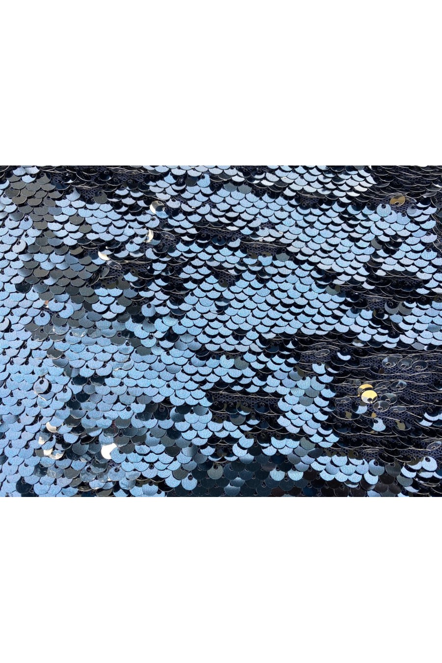 Lacivert-Gümüş Pullu Kumaş