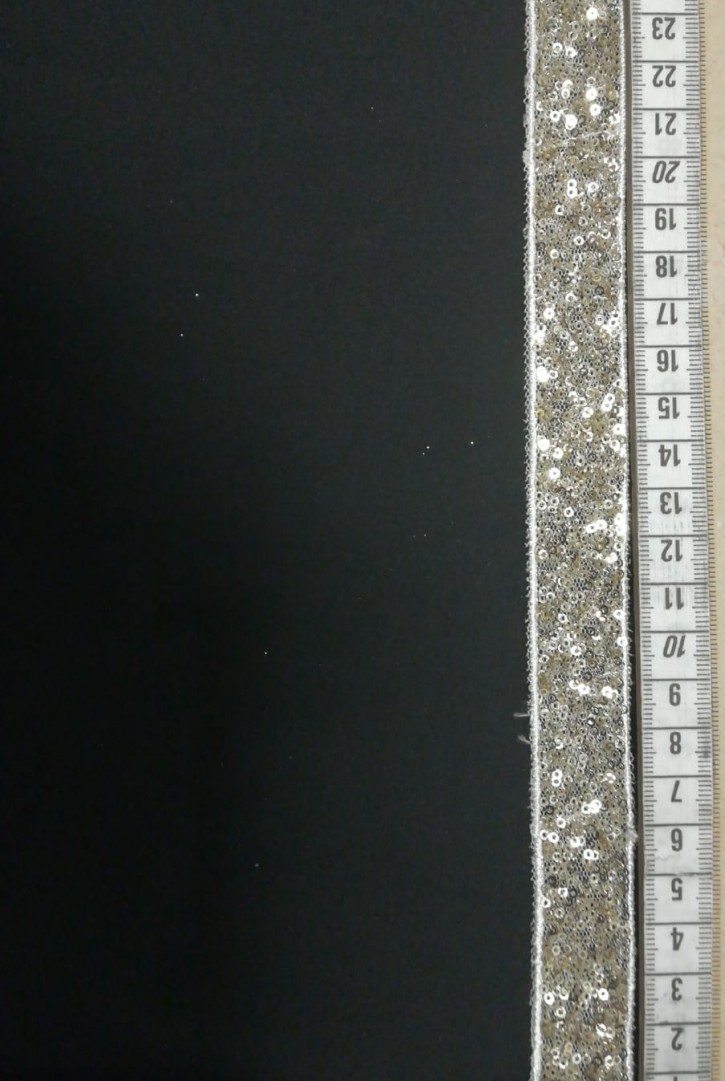 Light Gold Pullu Beyaz Tül Bant, 2 cm