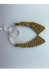 2363-ADET Beyaz Gold Boncuklu İthal Yaka Bant - 20 cm (2363)