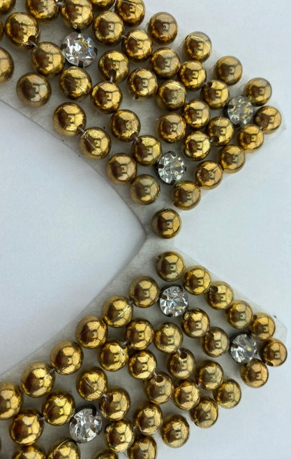 Beyaz Gold Boncuklu İthal Yaka Bant - 20 cm (2363)