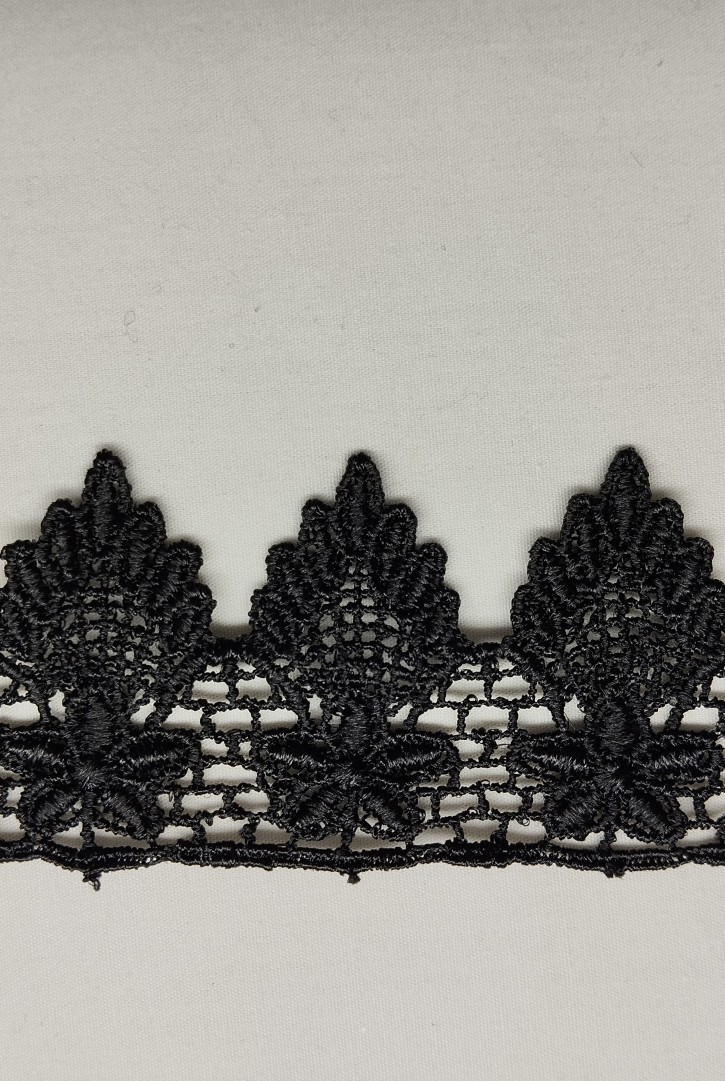 Siyah Yerli Güpür Brode Bant