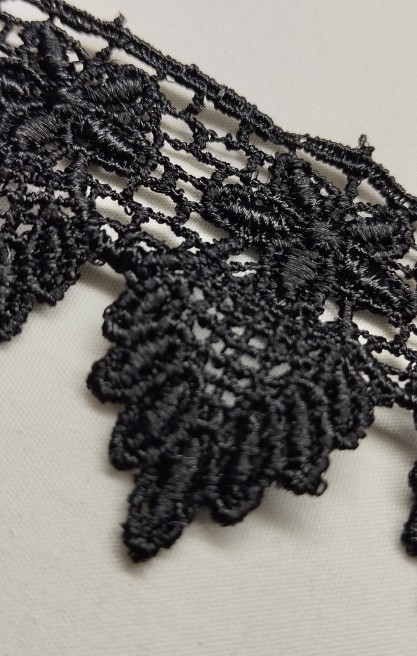 Siyah Yerli Güpür Brode Bant