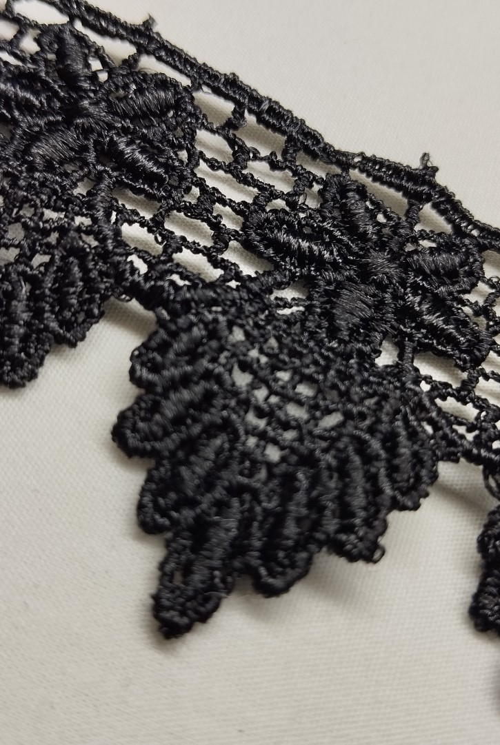 Siyah Yerli Güpür Brode Bant