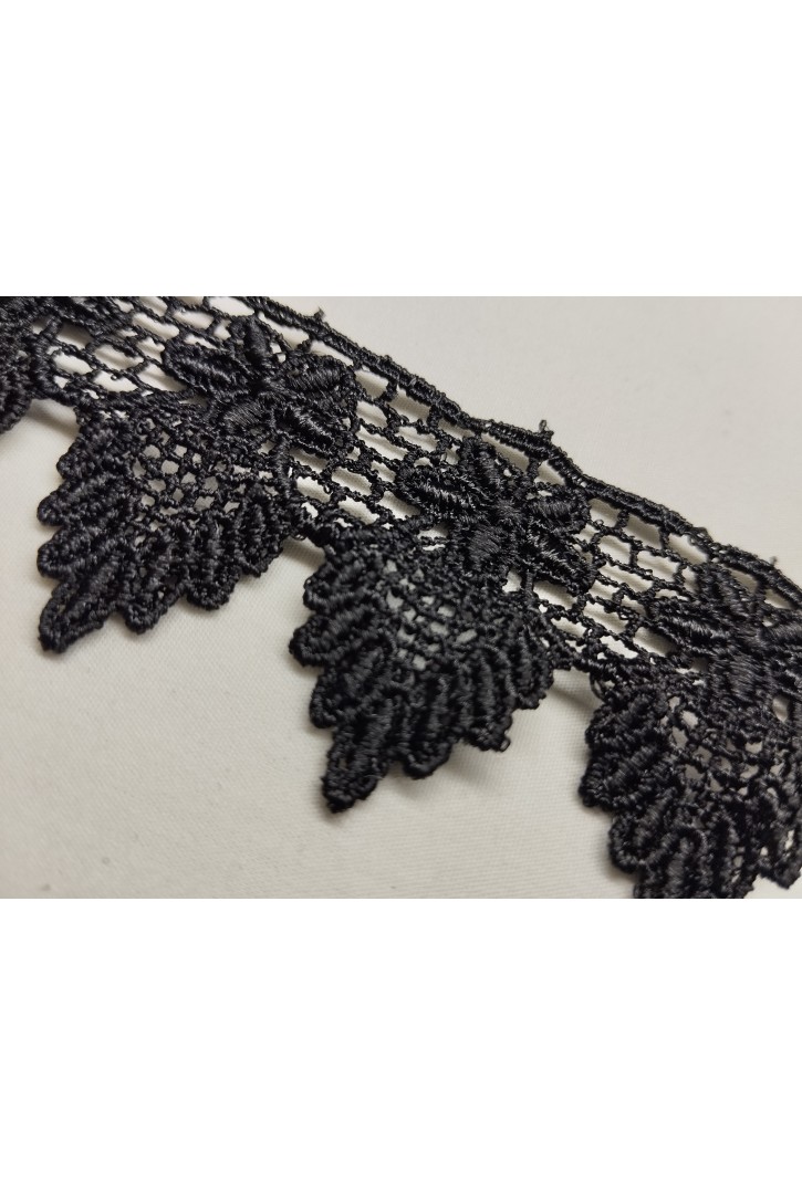 Siyah Yerli Güpür Brode Bant