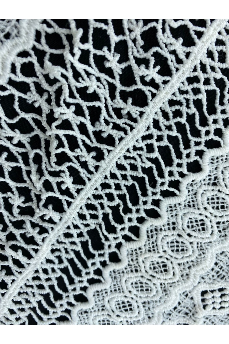 10461-METRE Ham Mat Polyester Güpür Brode Bant, 34 cm