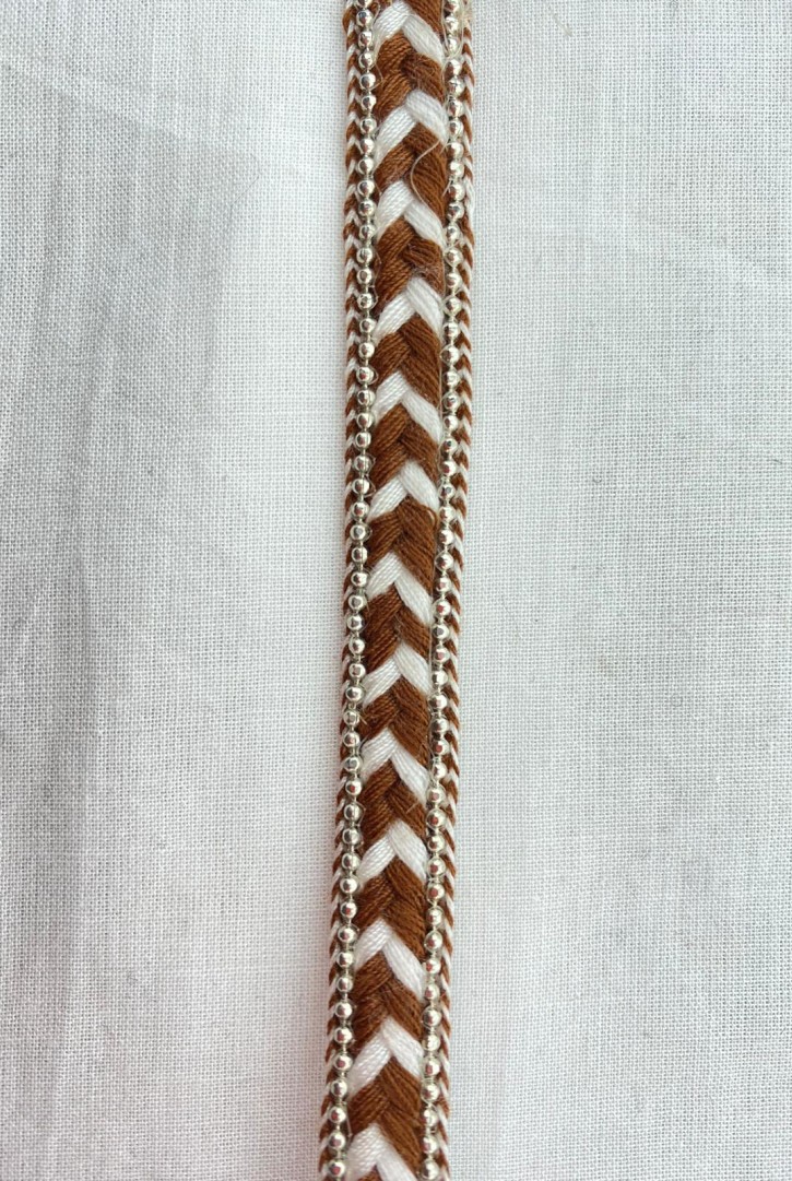 Kahve-Beyaz Örgü Şerit