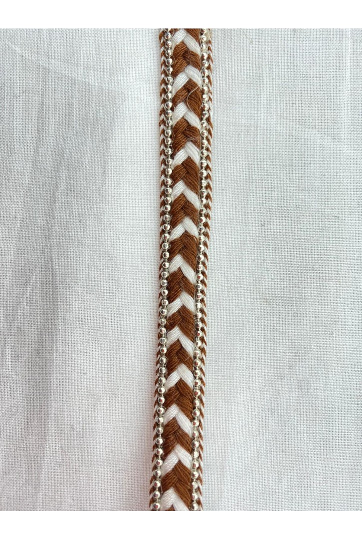 Kahve-Beyaz Örgü Şerit