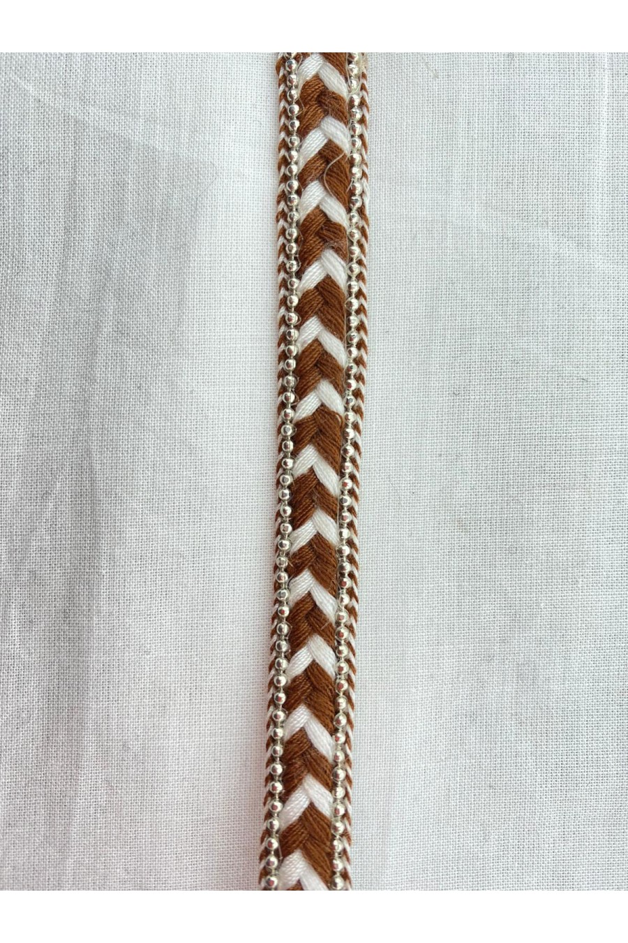 Kahve-Beyaz Örgü Şerit