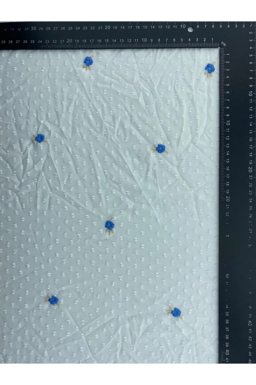 19666 KUMAŞ/YERLİ/LEZ/POLYESTER/KESME ŞİFON/NAKIŞLI/BEYAZ/125 CM