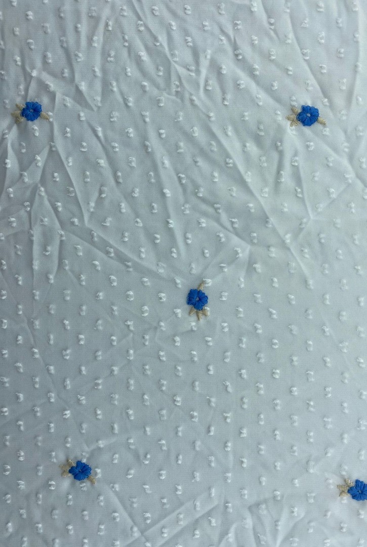 19666 KUMAŞ/YERLİ/LEZ/POLYESTER/KESME ŞİFON/NAKIŞLI/BEYAZ/125 CM