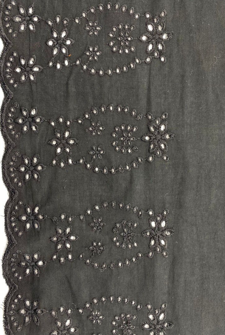 Siyah Vual Pamuk Polyester Brode Bant