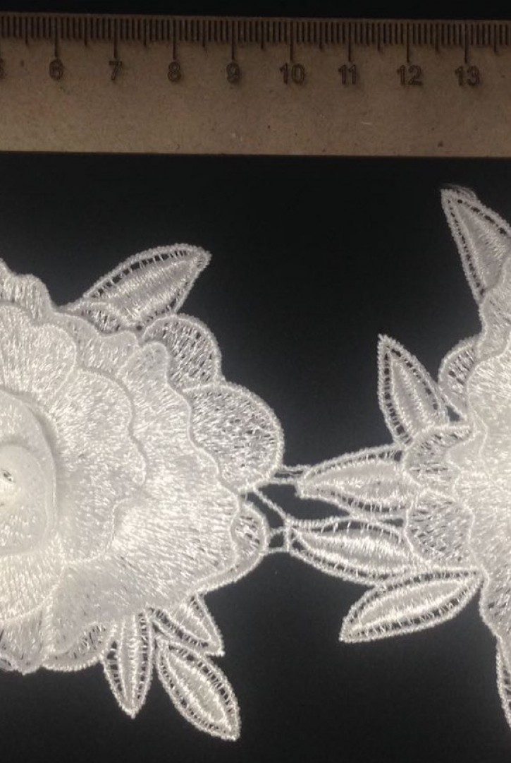 3 Boyutlu Ekru İncili Parlak Güpür Bant, 8 mm