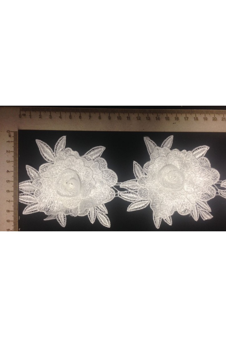 3 Boyutlu Ekru İncili Parlak Güpür Bant, 8 mm