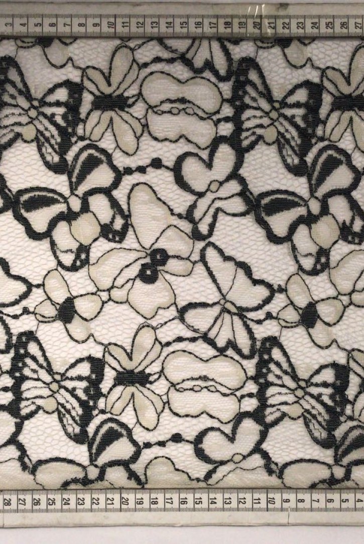 Jakartronik Gri Siyah Pamuk Polyester Dantel