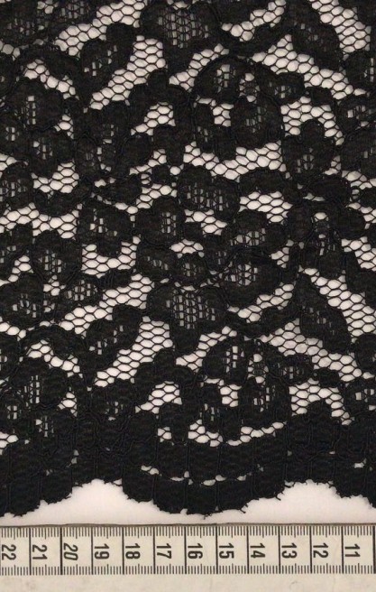 145 cm Kordlu Siyah Polyester Dantel
