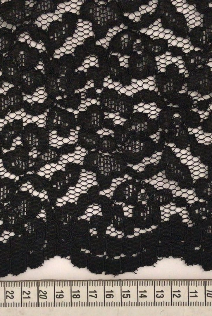 145 cm Kordlu Siyah Polyester Dantel