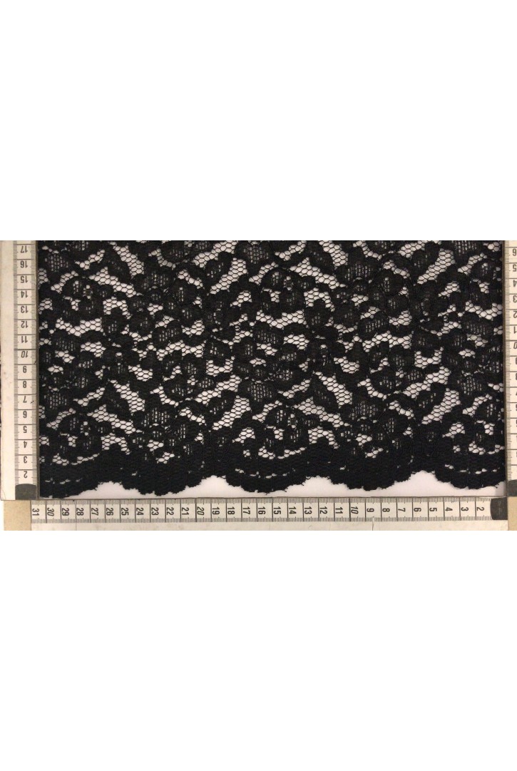 145 cm Kordlu Siyah Polyester Dantel