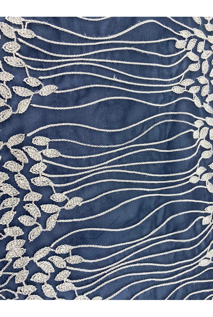 Siyah Zemin Bej İplik Süzeneli Şifon