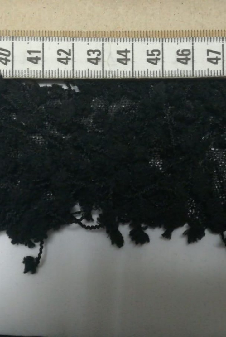 Siyah Püsküllü İthal Polyester Kumaş