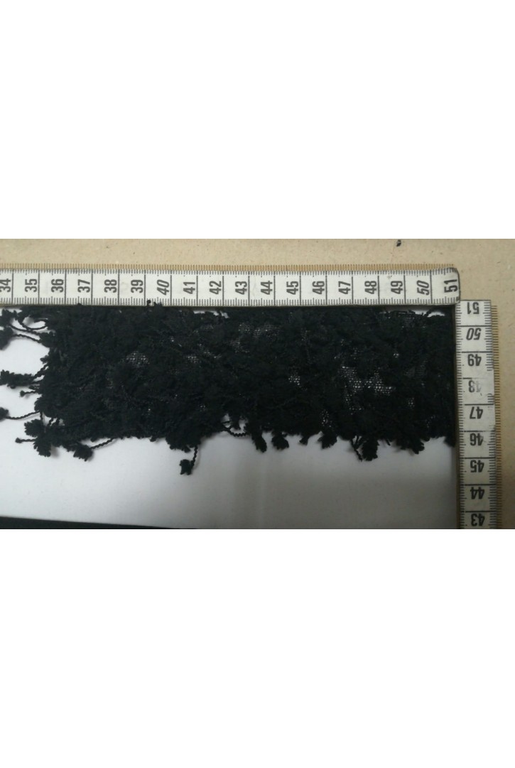 Siyah Püsküllü İthal Polyester Kumaş