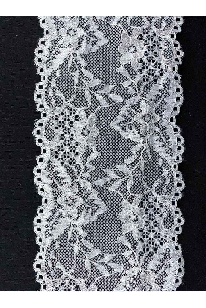 Parıltılı Ham Likralı Polyester Dantel Bant, 10,2 cm