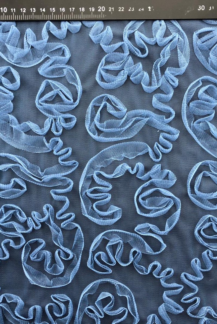 İndigo Süzeneli Polyester Tül Kumaş - 125 cm Yerli Üretim