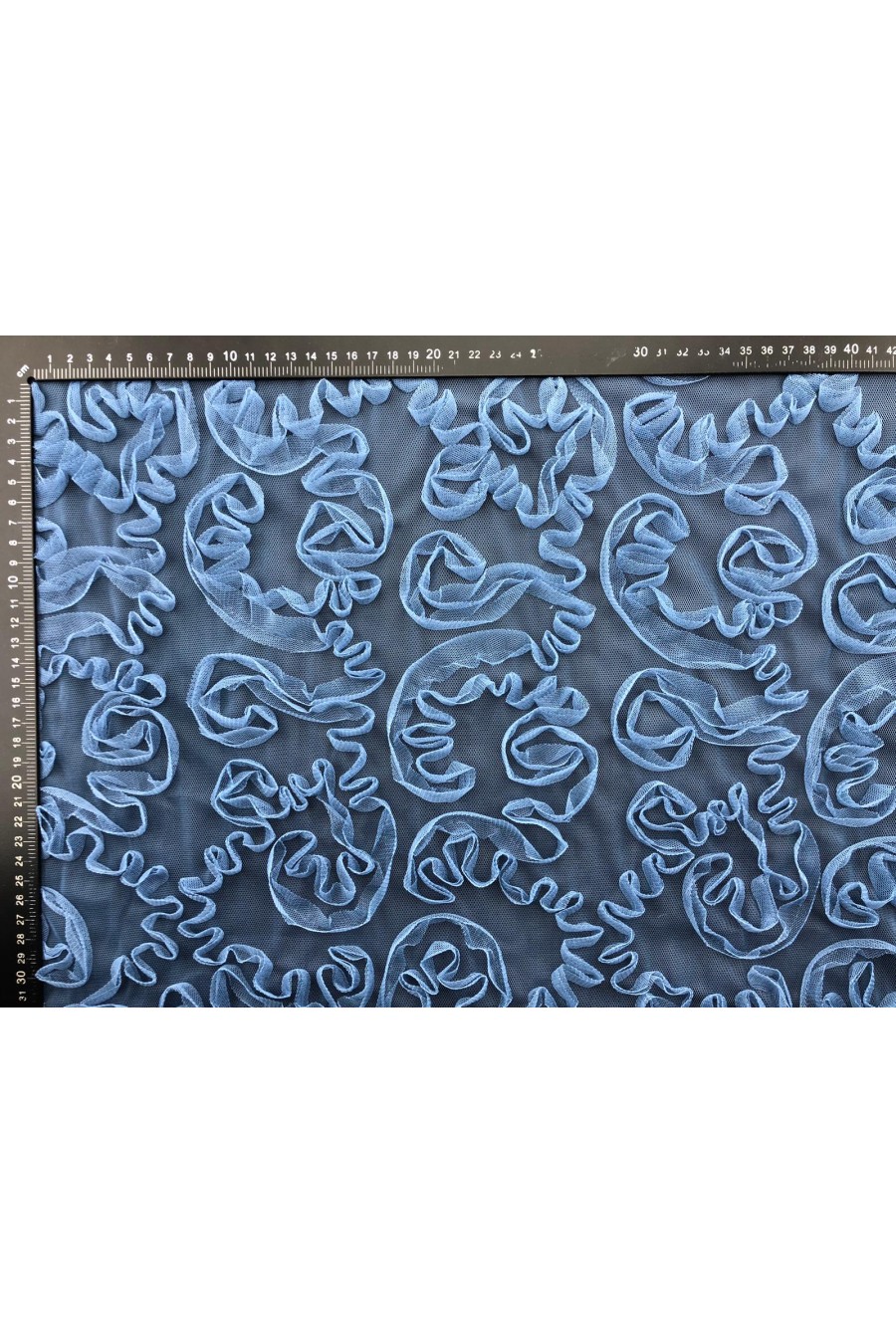 İndigo Süzeneli Polyester Tül Kumaş - 125 cm Yerli Üretim