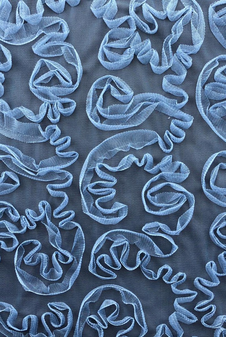 İndigo Süzeneli Polyester Tül Kumaş - 125 cm Yerli Üretim