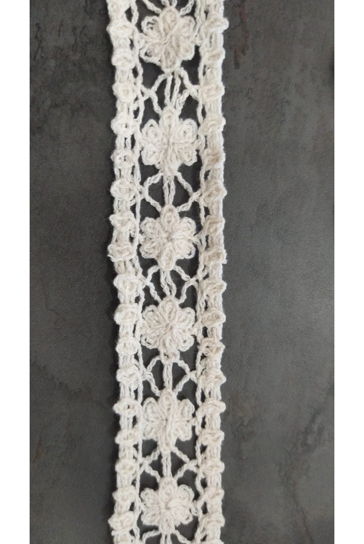 Kasar İşlemli Pamuk Güpür Yerli Brode Bant