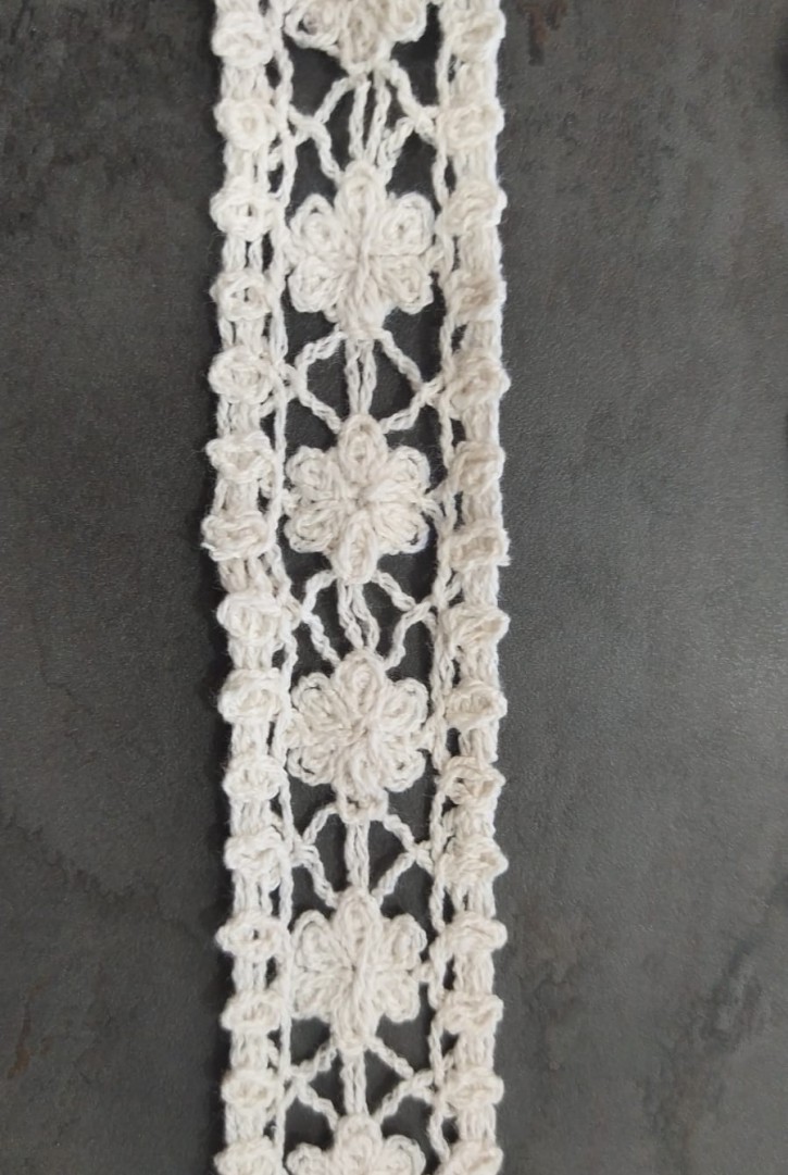 Kasar İşlemli Pamuk Güpür Yerli Brode Bant