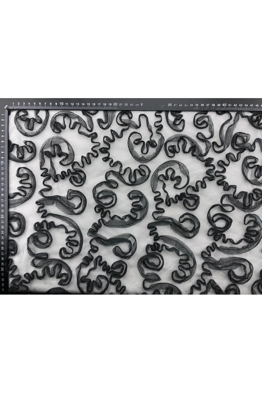 11202-METRE Siyah Süzeneli Tül Kumaş - 125 cm