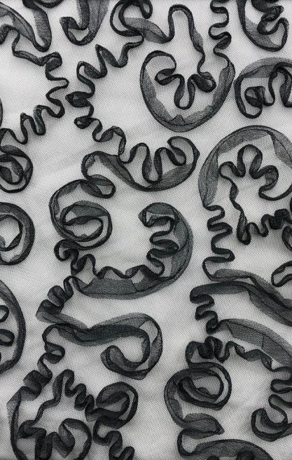 Siyah Süzeneli Tül Kumaş - 125 cm