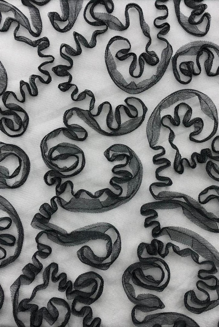 Siyah Süzeneli Tül Kumaş - 125 cm