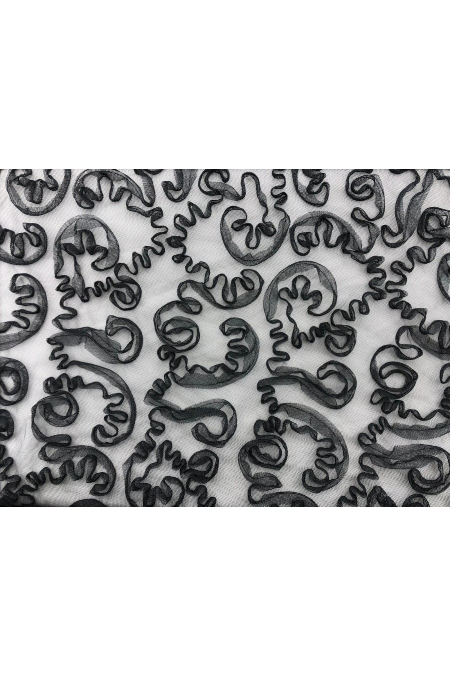 11202-METRE Siyah Süzeneli Tül Kumaş - 125 cm